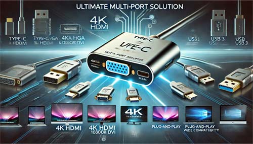 نقد و بررسی جامع تبدیل تایپ سی به VGA، HDMI، DVI، و USB 3.0